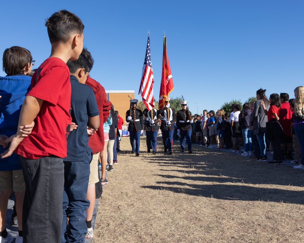 MAWTS-1 color guard performs at Desert View Academy