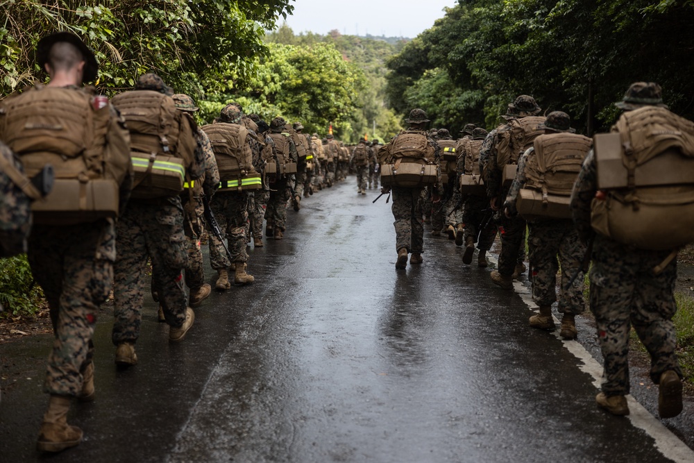 3rd Landing Support Battalion Marines Conduct Conditioning Hike and Combat Skills Training Event