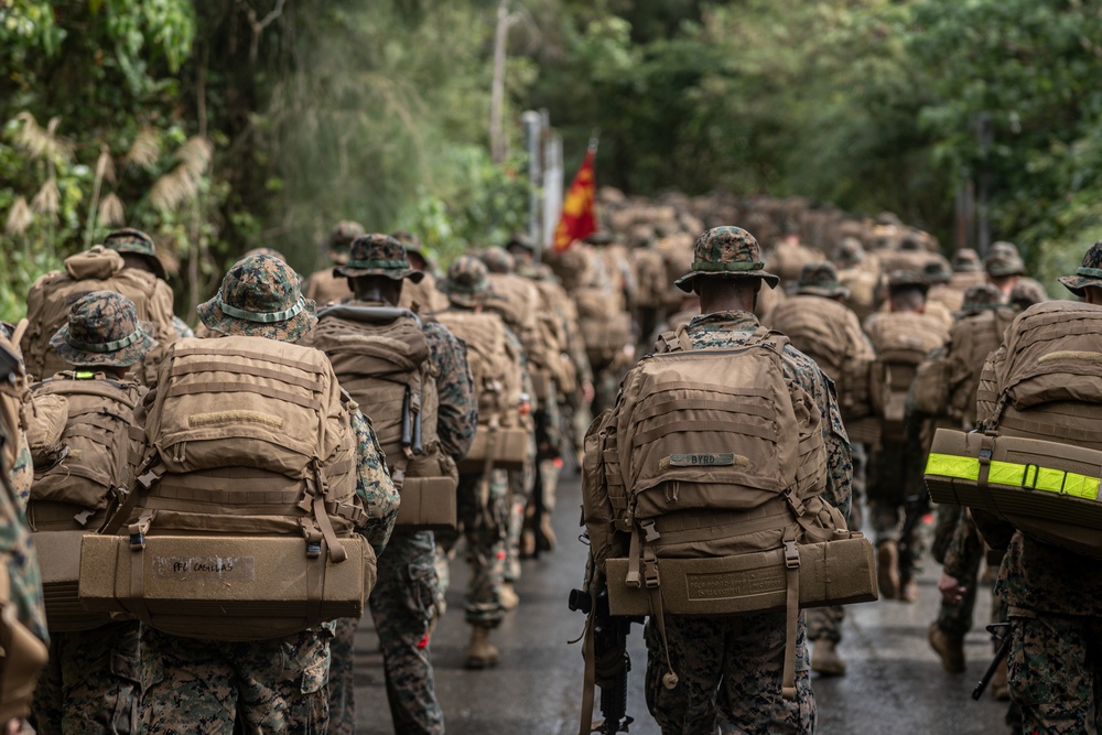 3rd Landing Support Battalion Marines Conduct Conditioning Hike and Combat Skills Training Event