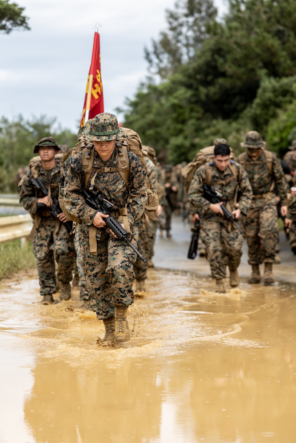 3rd Landing Support Battalion Marines Conduct Conditioning Hike and Combat Skills Training Event