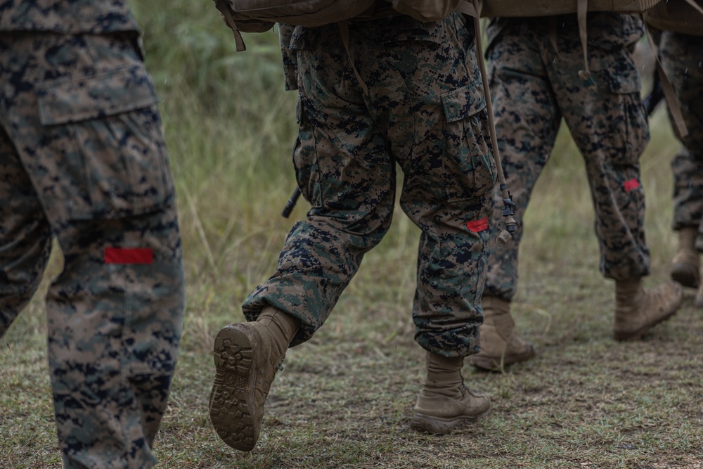 3rd Landing Support Battalion Marines Conduct Conditioning Hike and Combat Skills Training Event