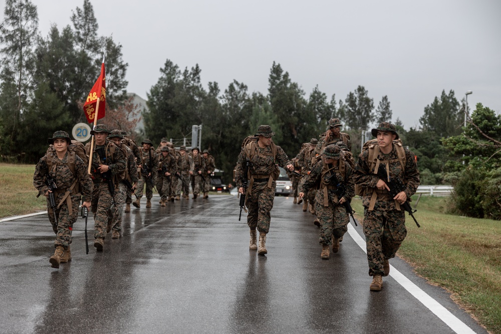 3rd Landing Support Battalion Marines Conduct Conditioning Hike and Combat Skills Training Event