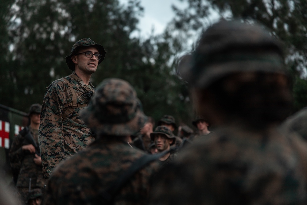 3rd Landing Support Battalion Marines Conduct Conditioning Hike and Combat Skills Training Event