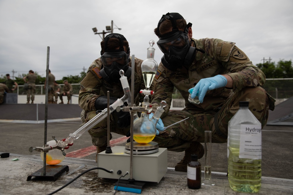 U.S. Marines and Army Soldiers conduct low light CBRN