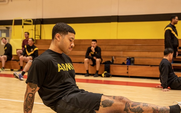 Soldiers conduct PT during Squad Leader Summit