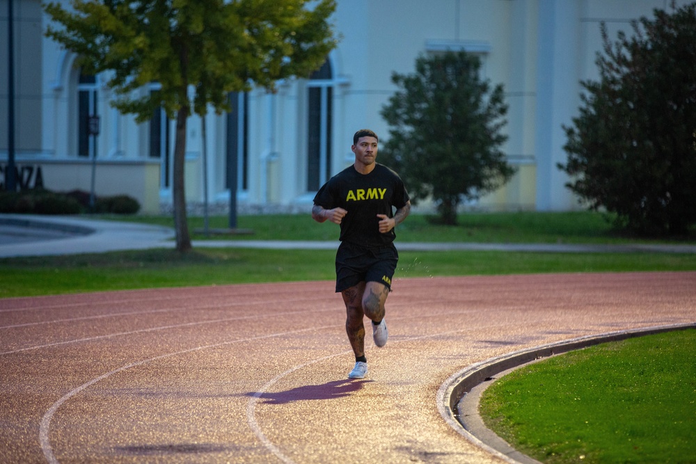 Soldiers conduct PT during Squad Leader Summit