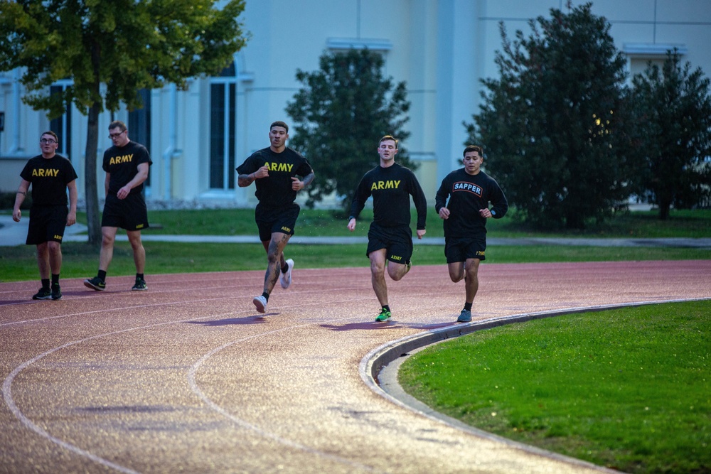 Soldiers conduct PT during Squad Leader Summit