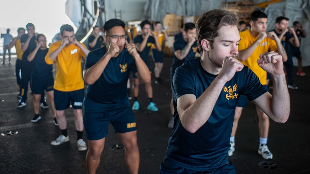USS Ronald Reagan (CVN 76) Sailors conduct combat training