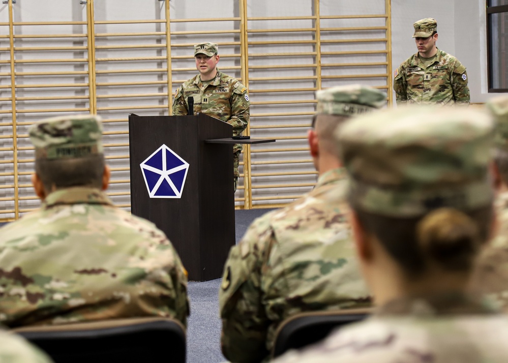 V Corps Forward Company conducts change of command ceremony