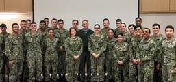 Naval Medical Leader and Professional Development Command’s Expanded Operational Stress Control team talks resiliency with local Navy Reserve Officers’ Training Corps