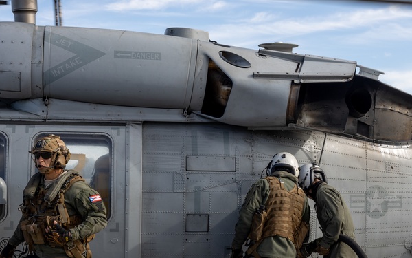 U.S. Marines work with U.S. Navy SEALs