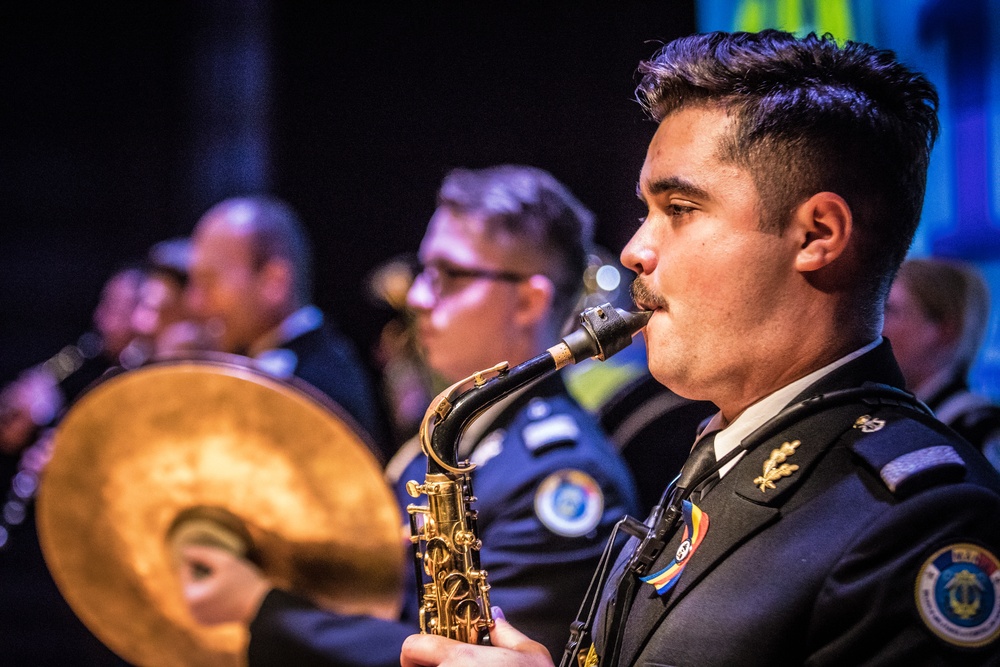 101st Airborne Division Band Join Together With The Romanian Naval Academy