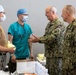 Rear Adm. Bruce L. Gillingham, Surgeon General, Chief Bureau of Medicine and Surgery and Force Master Chief Michael J. Roberts, Director of the Hospital Corps visit a medical site during Continuing Promise 2022