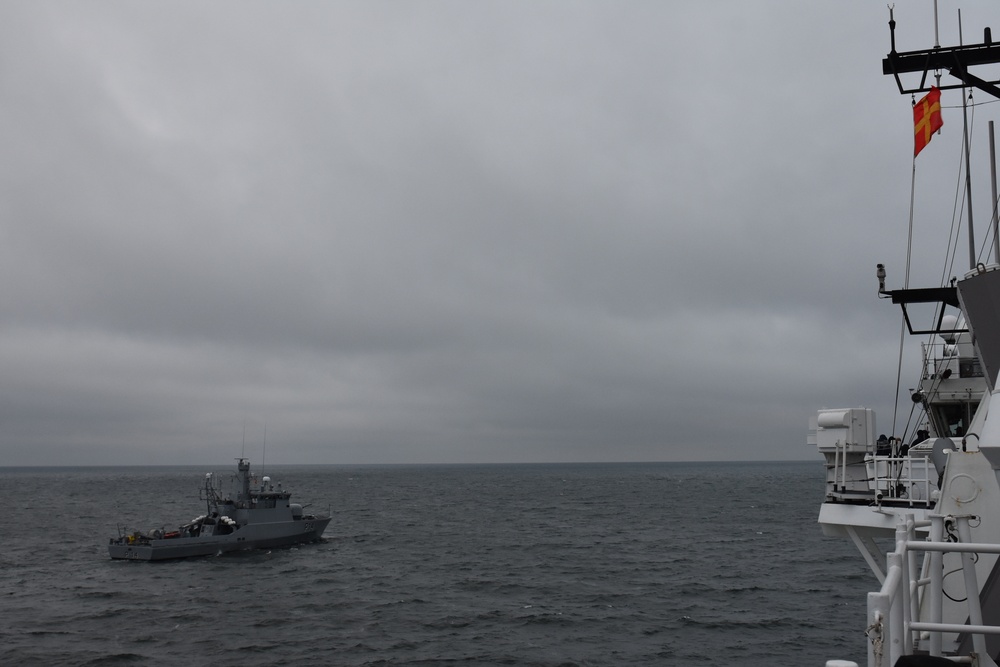 USCGC Hamilton conducts at-sea engagements with Lithuania while in the Baltic Sea