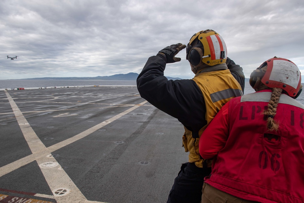 Flight Ops aboard USS New Orleans during Keen Sword 23