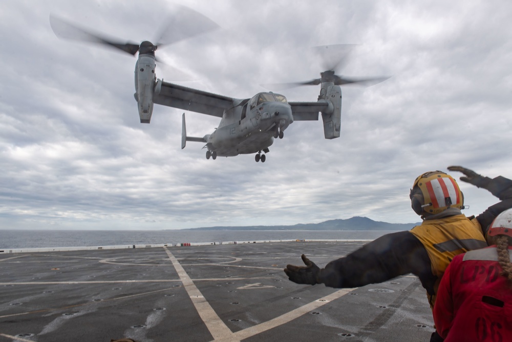 Flight Ops aboard USS New Orleans during Keen Sword 23