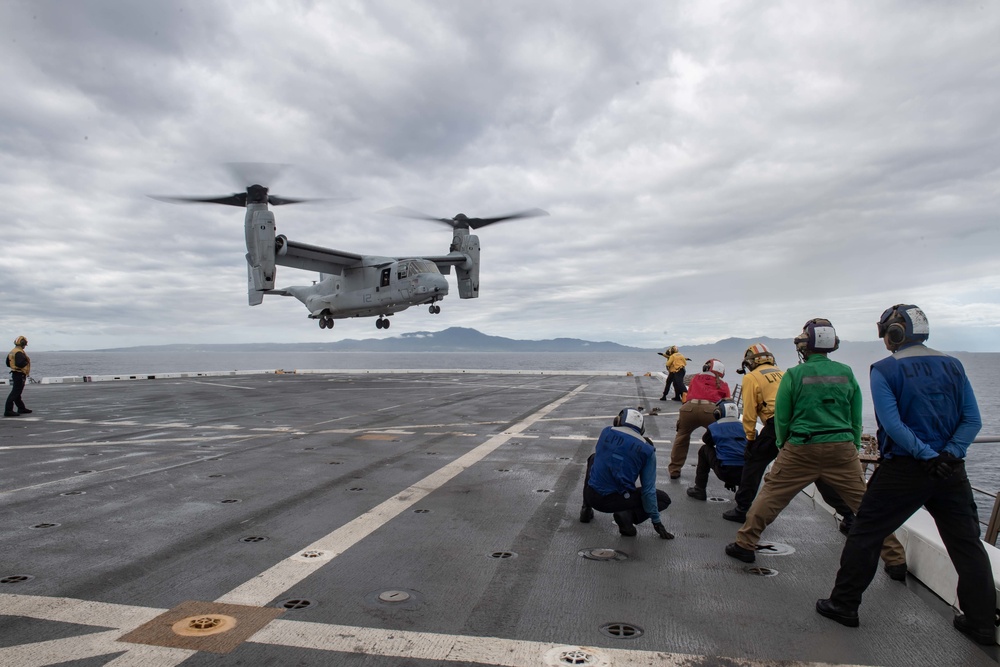 Flight Ops aboard USS New Orleans during Keen Sword 23