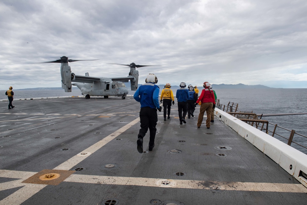 Flight Ops aboard USS New Orleans during Keen Sword 23