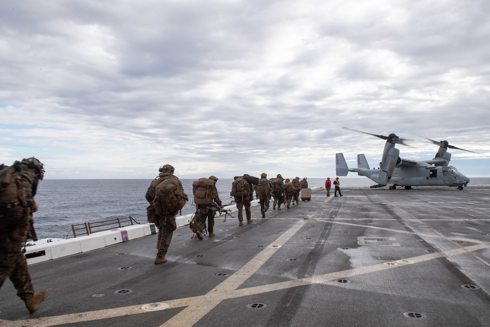 Flight Ops aboard USS New Orleans during Keen Sword 23