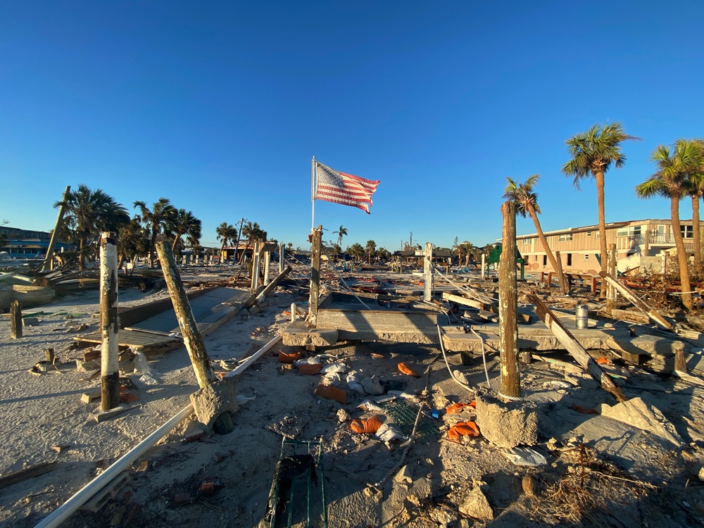 A Flag Blows in the Wind On Fort Myers Beach