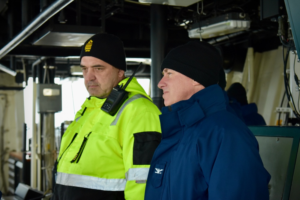 USCGC Hamilton gets underway for the Baltic Sea after four-day engagement while moored in Riga, Latvia