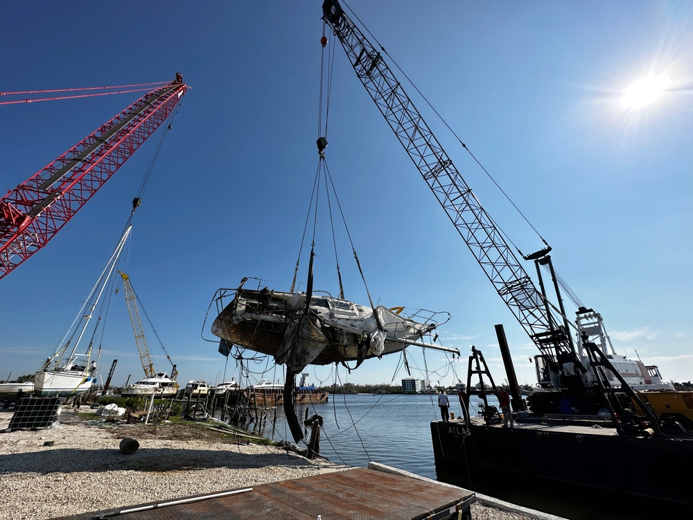 Crews Work to Move Displaced Vessels From Hurricane Ian