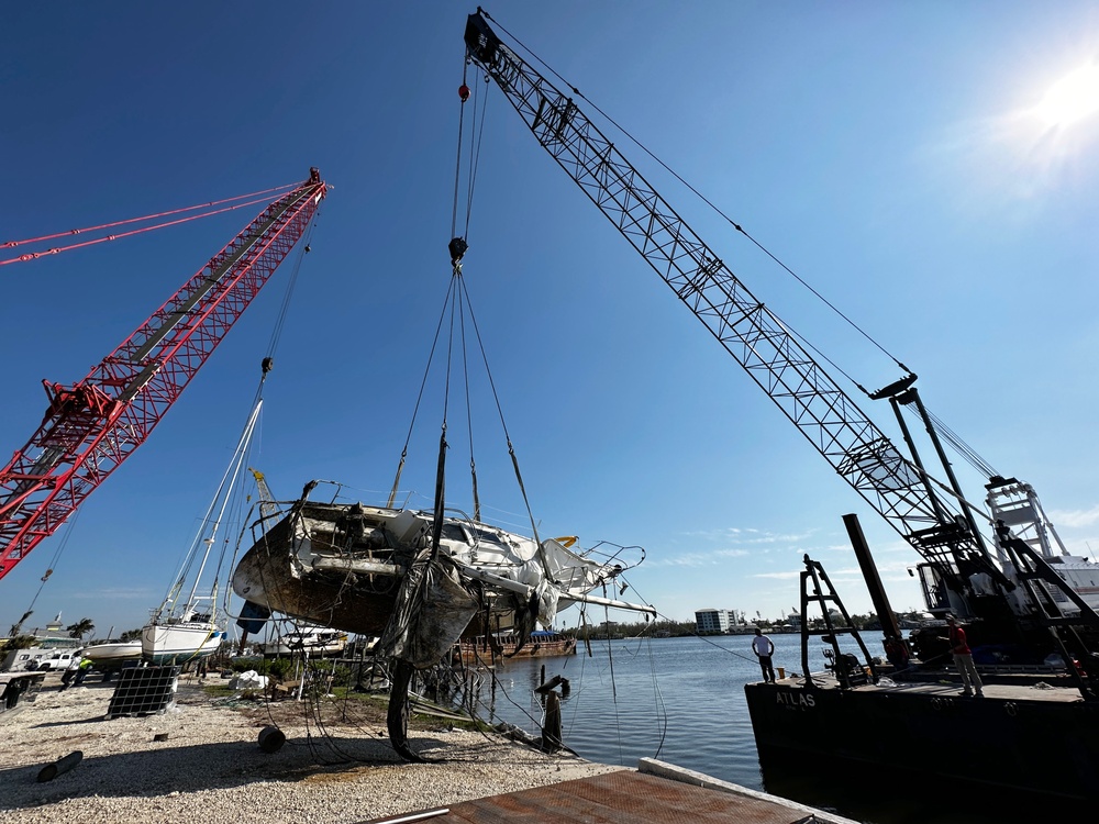 Crews Work to Remove Vessels Displaced By Hurricane Ian