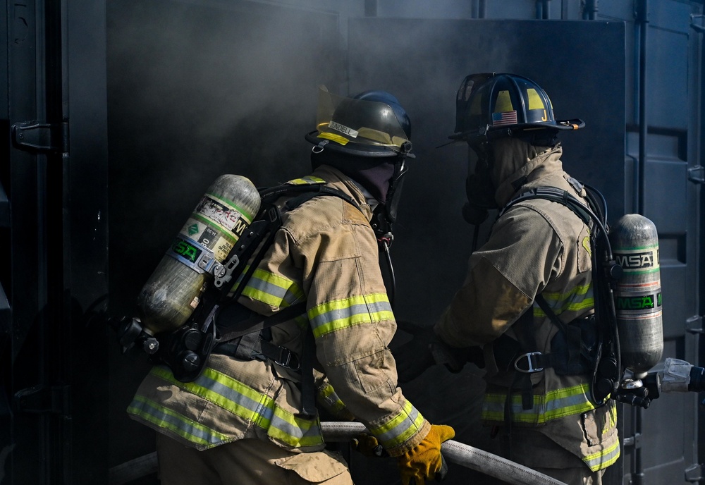 Tinker Fire and Emergency Services help train local fire academy students