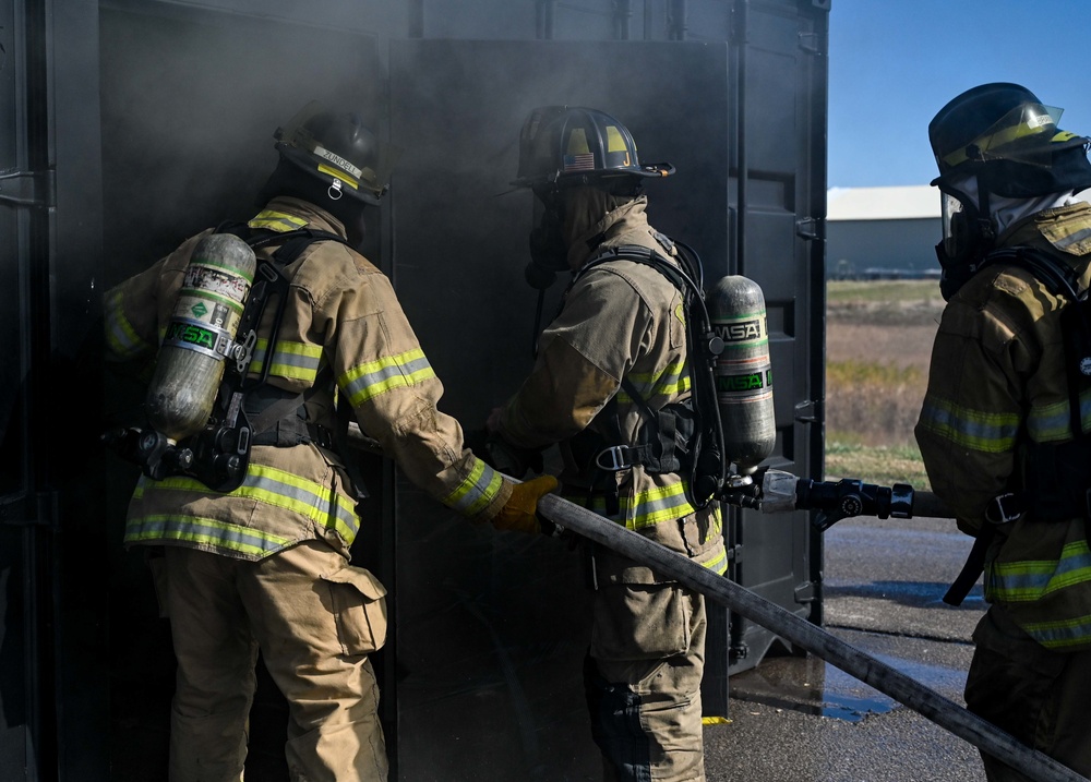 Tinker Fire and Emergency Services help train local fire academy students