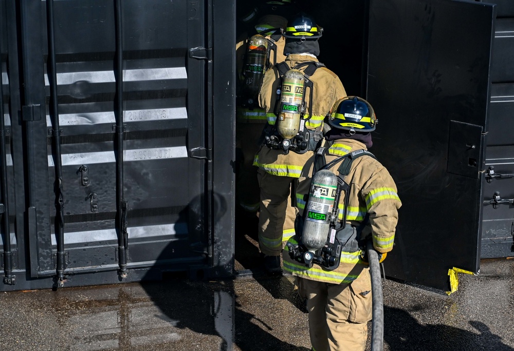 Tinker Fire and Emergency Services help train local fire academy students