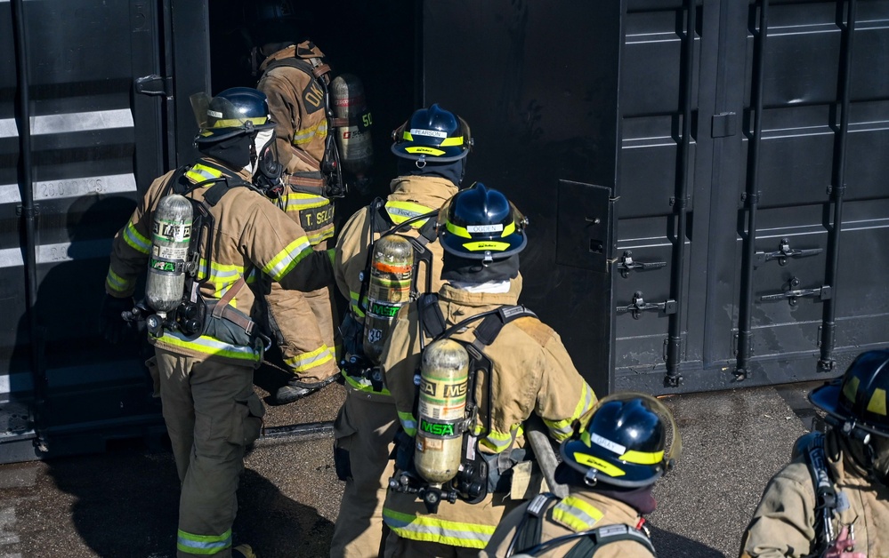 Tinker Fire and Emergency Services help train local fire academy students