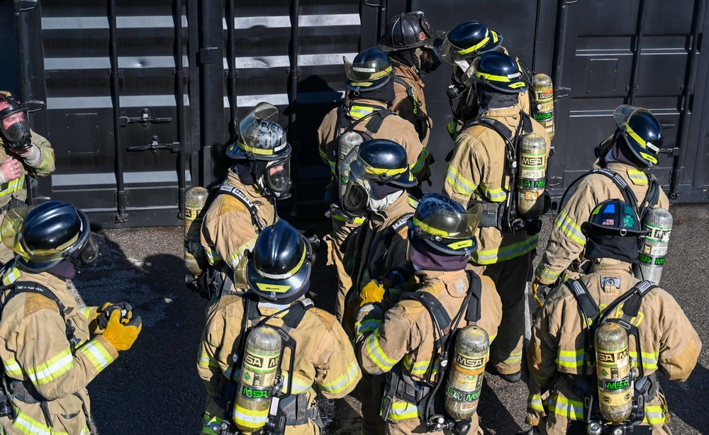 Tinker Fire and Emergency Services help train local fire academy students