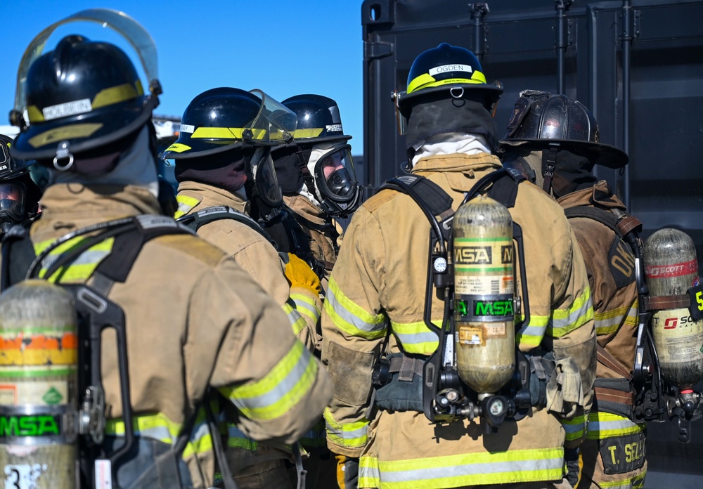 Tinker Fire and Emergency Services help train local fire academy students