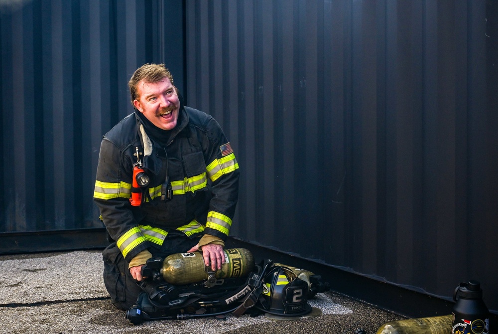 Tinker Fire and Emergency Services help train local fire academy students