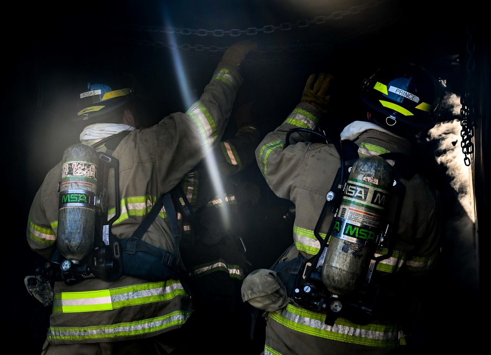 Tinker Fire and Emergency Services help train local fire academy students