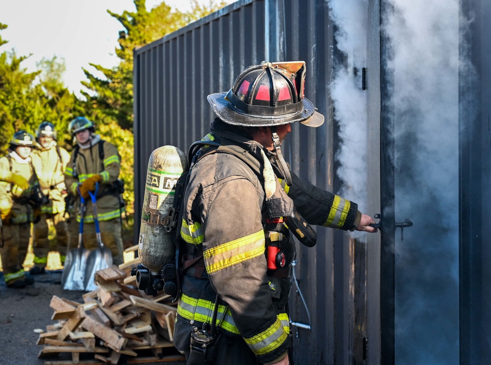 Tinker Fire and Emergency Services help train local fire academy students