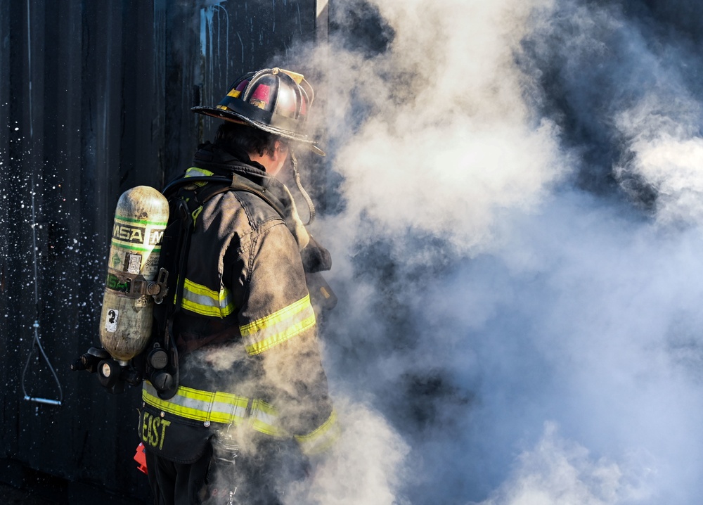 Tinker Fire and Emergency Services help train local fire academy students