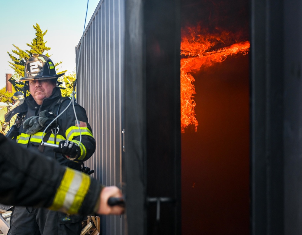 Tinker Fire and Emergency Services help train local fire academy students