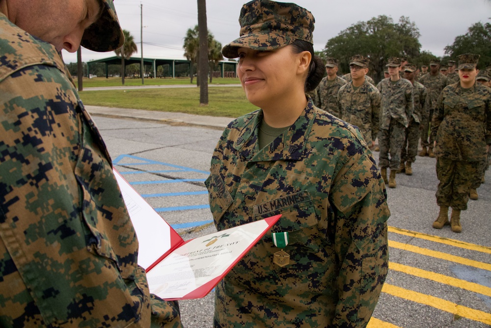 6th Marine Corps District Sgt. Anaya receives Navy and Marine Corps Commendation Medal