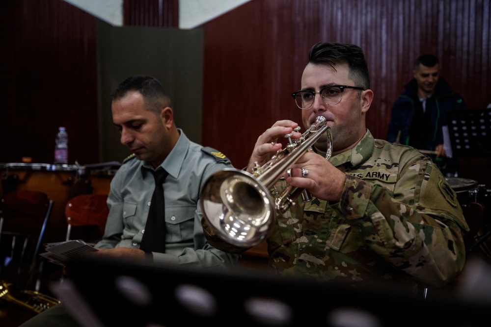 63rd Army Band rehearses with Albanian Armed Forces Band