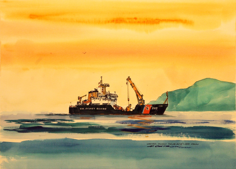 US Coast Guard Art Program 2006 Collection, Ob ID # 200614, &quot;Coast Guard Cutter Kukui off Oahu,&quot; Nate Ostrow (14 of 20)