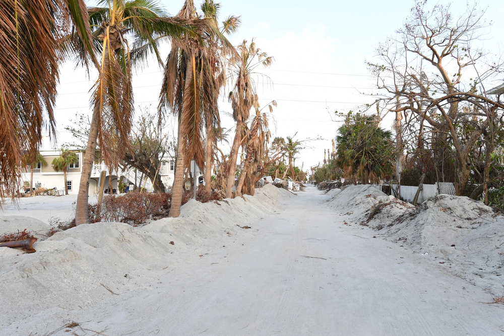 Sand Line the Streets That Were Impacted by Hurricane Ian