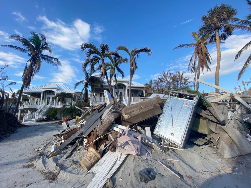 Piles of Debris Line the Streets Following Hurricane Ian