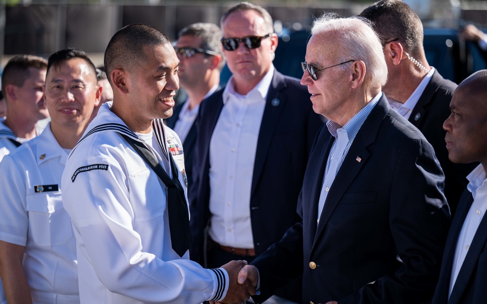 President Biden greets service members in Hawaii