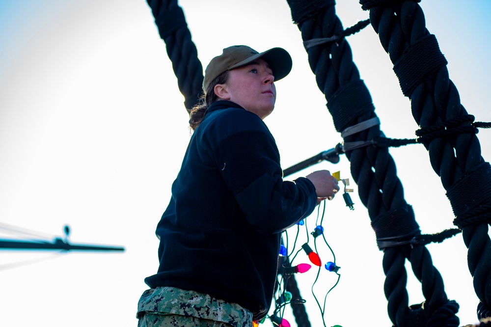 USS Constitution Decorates for Holiday Season