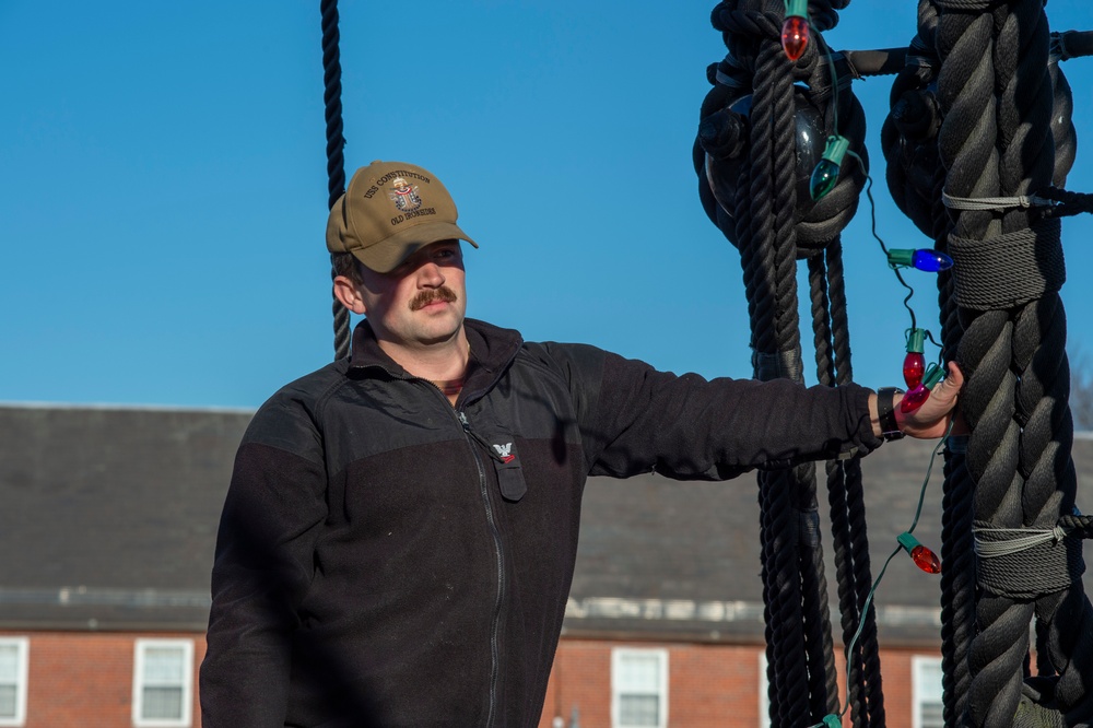 USS Constitution Decorates for Holiday Season