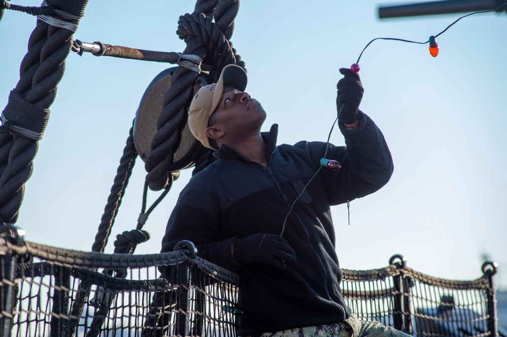 USS Constitution Decorates for Holiday Season