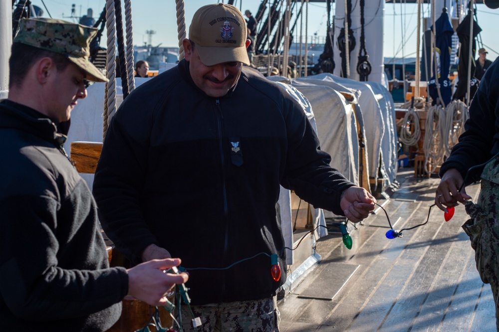 USS Constitution Decorates for Holiday Season