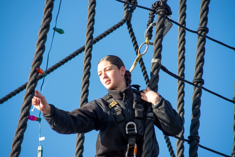 USS Constitution Decorates for Holiday Season