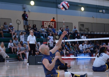 AD3 (Ret.) Kenneth 'Rod' Rodriguez in sitting volleyball at the 2022 DoD Warrior Games